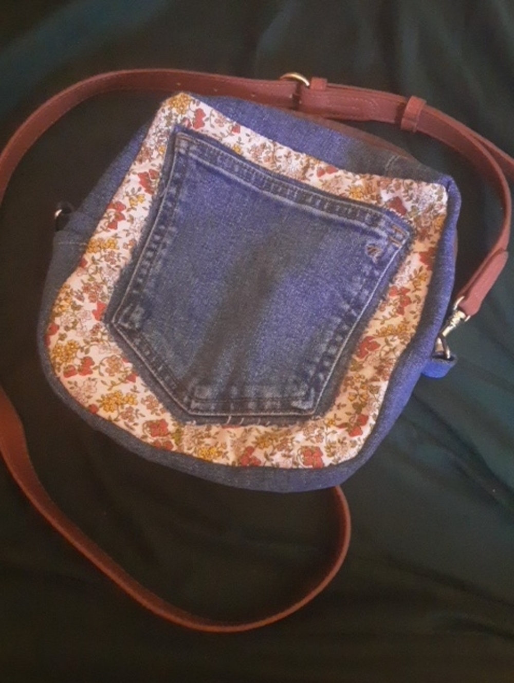 Handmade Denim Floral Crossbody